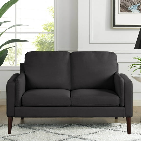 Elm & Oak Nathaniel Loveseat with Side Pocket and USB Power, Black Upholstery