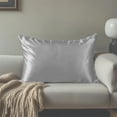 thumbnail image 1 of Polyester Imitation Ice Silk Sweat-Proof Pillowcase 2Pcs Gray Polyester Pillow Core Isolation Covers Breathable Sweatproof Pillow Protectors for Hotel Home Use Rkxzt, 1 of 9