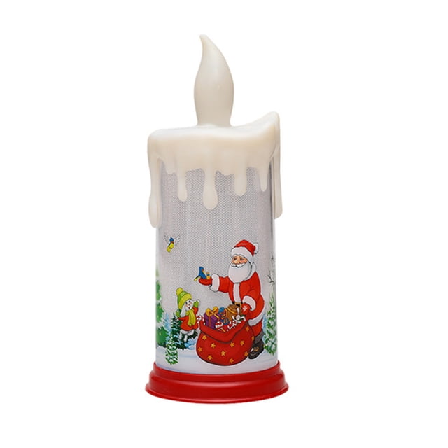 CEHVOM Christmas Decoration Candle Light LED Simulation Flame Candle Santa Claus Snowman Decoration Night Light