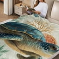 thumbnail image 2 of FCXZI Fuzzy Fluffy Soft Cozy Blanket Turtle Seaweed Coral Multi-Purpose 60*80in, 2 of 7