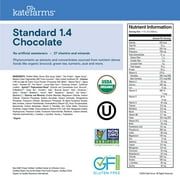 Kate Farms Organic 1.4 High Calorie Nutrition Shake for Adults, Chocolate, 20g Protein, 27 Vitamins and Minerals, Meal Replacement, 11 oz (6 Pack)
