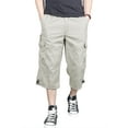 thumbnail image 3 of FEDTOSING Men's 3/4 Long Capri Shorts Casual Elastic Waist Cotton Relaxed Fit Cargo Shorts Black, 3 of 6