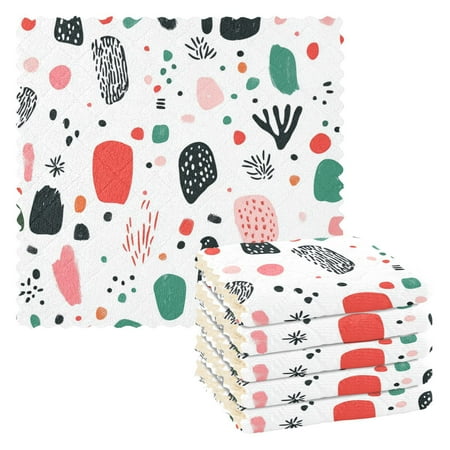 

6 Pieces Thickened Double Polyester Fleece Kitchen Towel - 28x28cm Strongly Absorb Water & Oil Stain Removal，Various Small Items