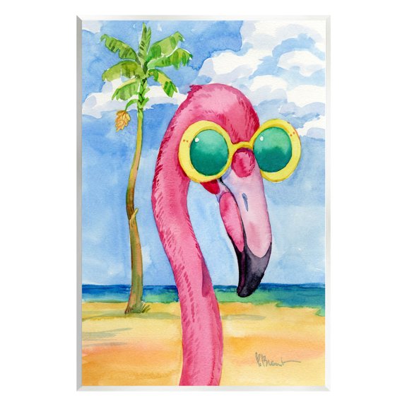 Stupell Industries Looking Good Flamingo Tropical Painting Unframed Art Print Wall Art, Design by Paul Brent