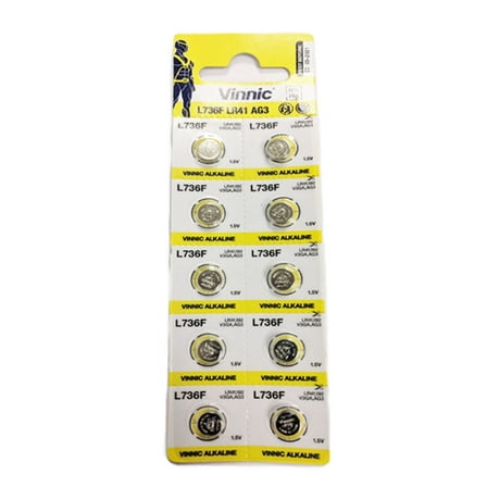Vinnic L736 1.55V 190mAh Micro Alkaline Coin Cell Battery Replacement for Vinnic L736F