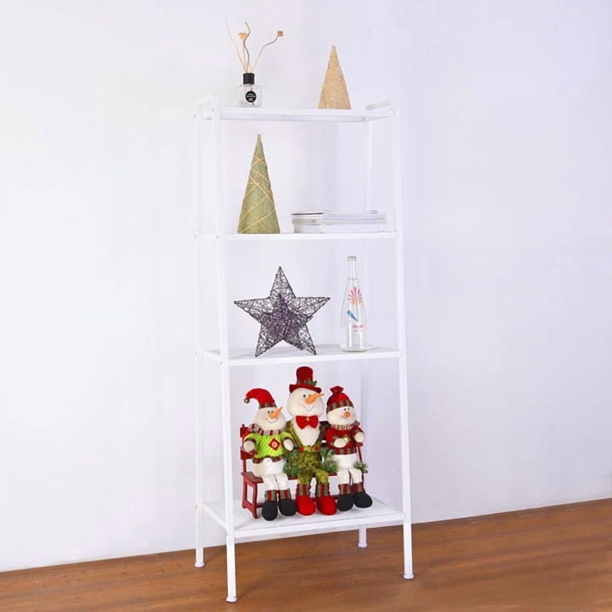 Alvantor 4 Tier Iron Bookshelf, Freestanding Bookcase Storage Shelf for Books and Decor, 23.62 x 13.78 x 57.87 in, Ivory White