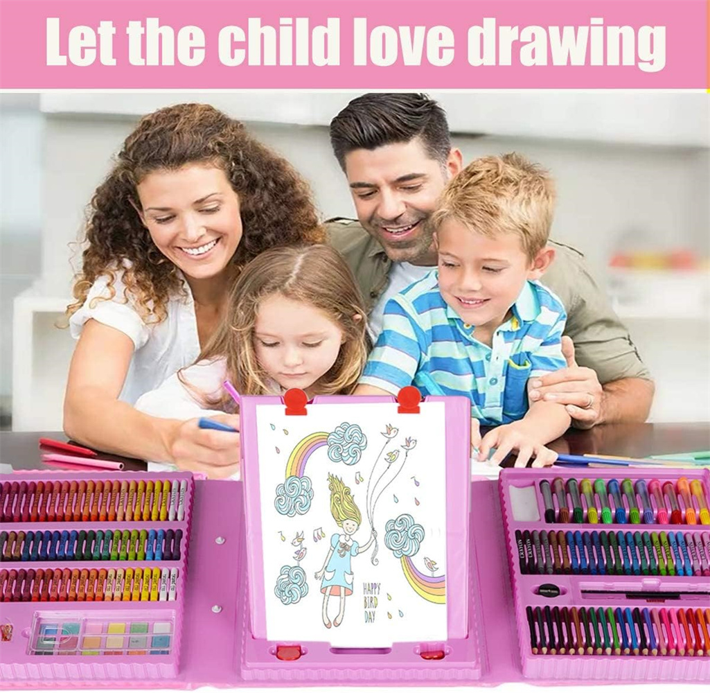 Arts and Crafts Supplies,Bexikou 208Pcs Drawing Painting Set for Kids Girls Boys Teens, Coloring Art Kit Gift Case: Crayons, Oil Pastels, Watercolors Cake, Colored Pencils, Sketch Paper