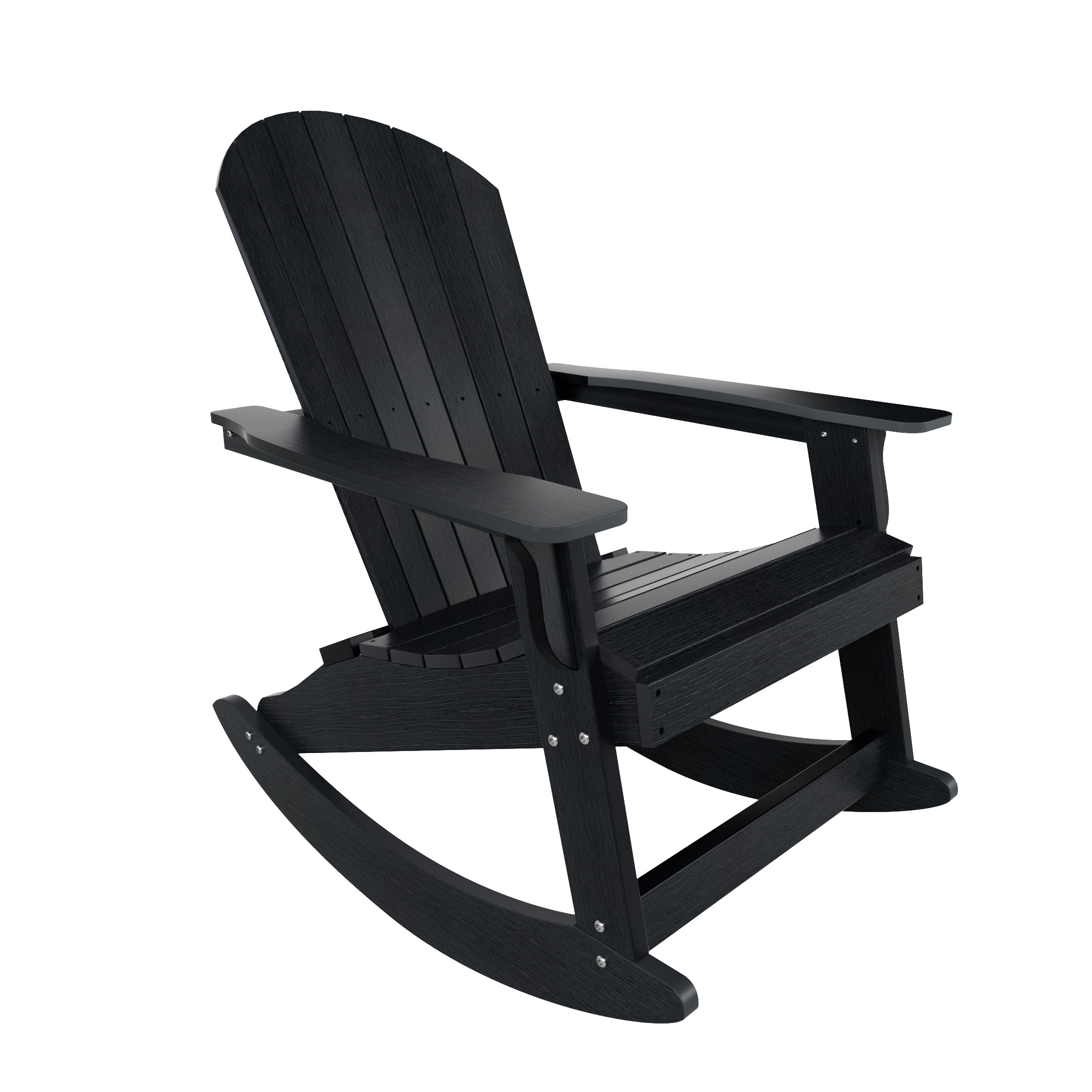 WestinTrends Tuscany 3-Piece HIPS Outdoor Rocking Adirondack Chair With Side Table, Black