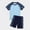 hwj# Blue1140, variant on Huowey Boys Swimsuits Set 2 Piece Swimwear Short Sleeve Round Neck Striped Print Raglan Sleeve Tshirts Top High Waist Wide Leg Swim Trunks Shorts Stylish Holiday Bathing Suits,Blue,12-14 Years