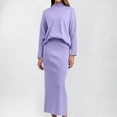 thumbnail image 2 of BLVB Women's Fall Winter 2 Piece Sweater Outfits Long Sleeve Turtleneck Tops Side Slit Maxi Long Skirt Knit Loungewear, 2 of 7