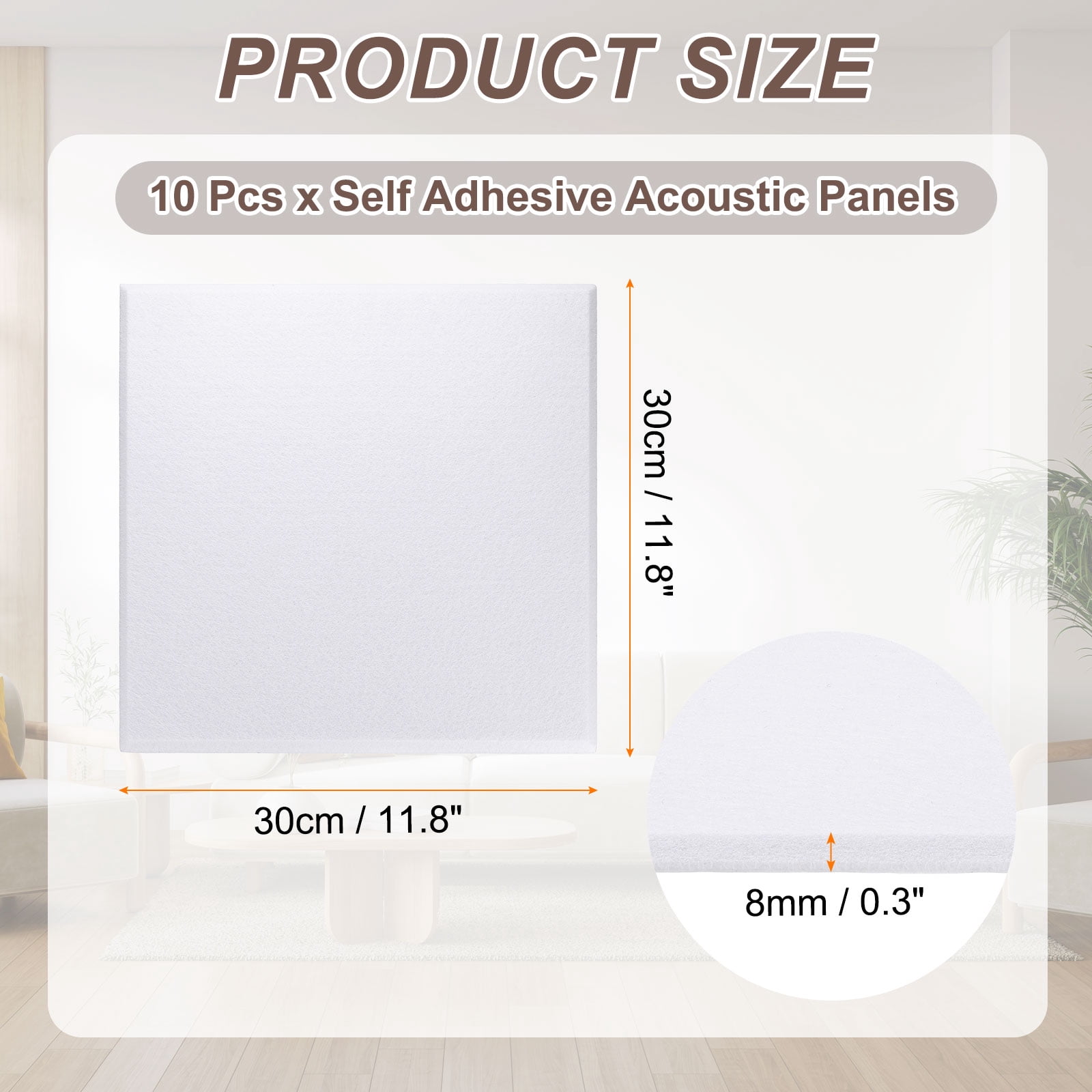 Uxcell 10pcs Acoustic Panels 11.8" x 11.8" x 0.3" Square Self Adhesive Sound Proof Wall Panels High Density Sound Deadening Foam Panel for Home Office Recording Room Studio, White