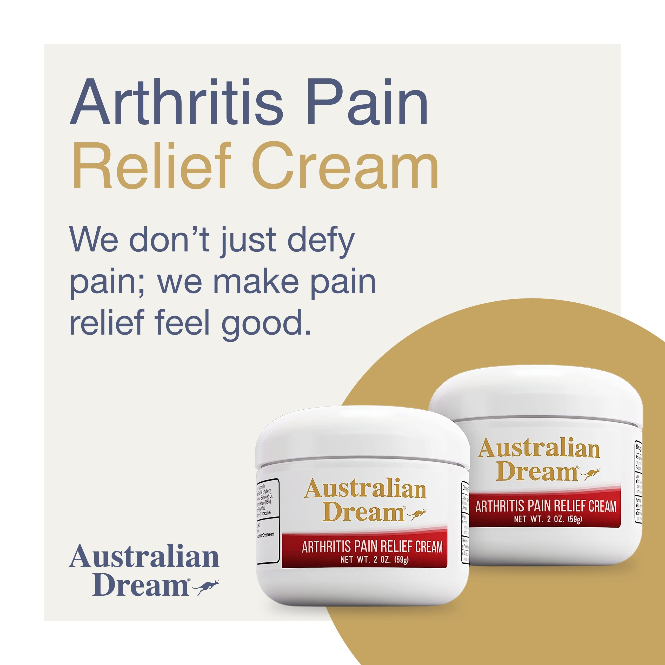 Australian Dream Arthritis Pain Relief Cream - For Muscle Aches or Back Pain - 2 Oz Jars (2 Pack)
