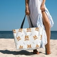 thumbnail image 2 of Beach Bag For Women, Funny Cute Corgi Dog Bones_A Beach Tote Bag Swim Pool Bag Large Tote With Pockets For Workout., 2 of 2