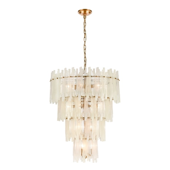Elk Home Brinicle 26-inch Wide 18-Light Chandelier in Aged Brass