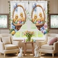 thumbnail image 5 of Easter Basket Chick Swag Valance Curtains Watercolor Yellow Green Eggs Spring Purple Floral Leaf Rod Pocket Swag Curtains Small Window Treatments for Kitchen Bathroom Bedroom 28" W x 36" L, 2 Panels, 5 of 9