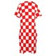 thumbnail image 5 of Vestido de manga larga holgado para mujer traje de damas rojo y blanco con bolsillos ropa de verano, 5 of 7