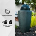 thumbnail image 2 of X-Brand 25.98" Round Stone Indoor/Outdoor Modern Sphere Water Fountain with LED Lights, Dark Green, 2 of 11