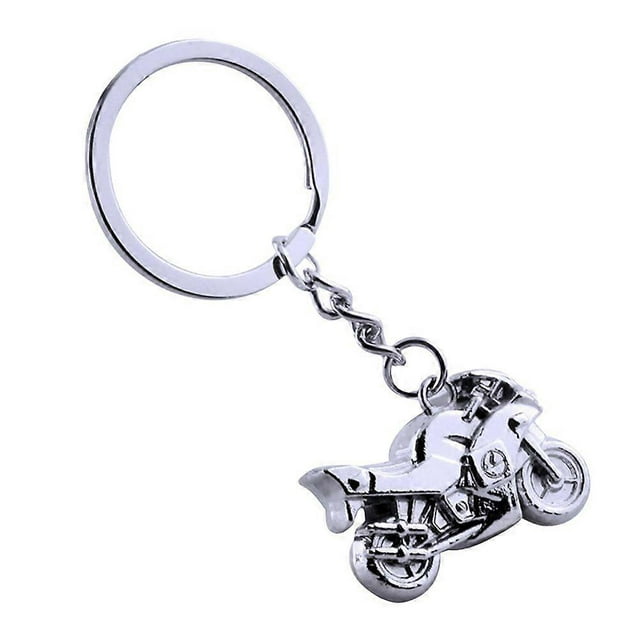 3D Mini Motorcycle Motorbike Cool Silver Metal Charm Car Key Ring Keychain Gift