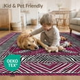 thumbnail image 4 of ODIKA Zebra Interlocking Pink Striped Panel Leopard Field Mixed Print for Entryway, Kitchen, Laundry Room, Stain Resistant Thin Throw, 4 of 7