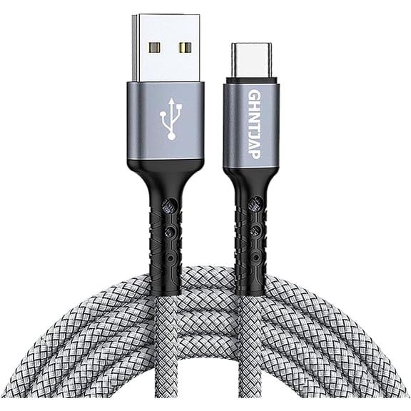 xixishop USB C Charger Cable 3M,USB to USB C Cable 3A Fast Charging Nylon Braided Compatible with iPhone16/15,Galaxy S24/S23/S22,Huawei,Pixel,iPad,Switch - Grey