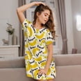 thumbnail image 3 of Pofeuu Banana Fruit Print Women's Loose Fit Short Sleeve Nightgown, Comfortable Sleep Dress for Women, Casual Lounge Sleepwear, Soft Cotton Sleep Dress, 3 of 6