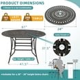 thumbnail image 3 of MEETWARM 61" Outdoor High Bar Dining Table for 8 Person, All Weather Cast Aluminum Large Round High Top Dining Table with 24" Lazy Susan, Patio Bar Height Table for Garden Backyard, 2" Umbrella Hole, 3 of 7
