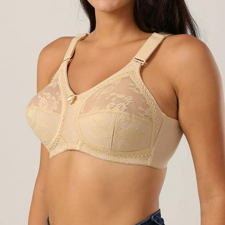 Ukumplol Womens Push Up Bras Push Up Bras for Women Lace Underwear for Women European and American Full Cup Bra Classic Sponge Lace Transparent Underwear Supportive Bras for Women Khaki 90CD