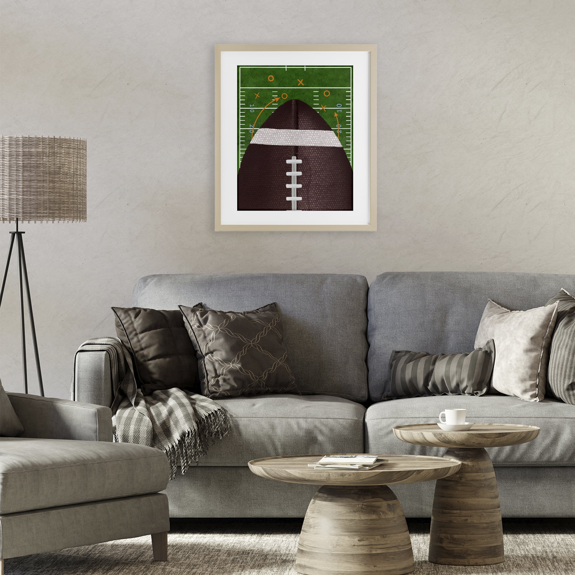 Stupell Industries Football Field Tactics Birch Framed Print Under Glass, design by Jennifer Stith
