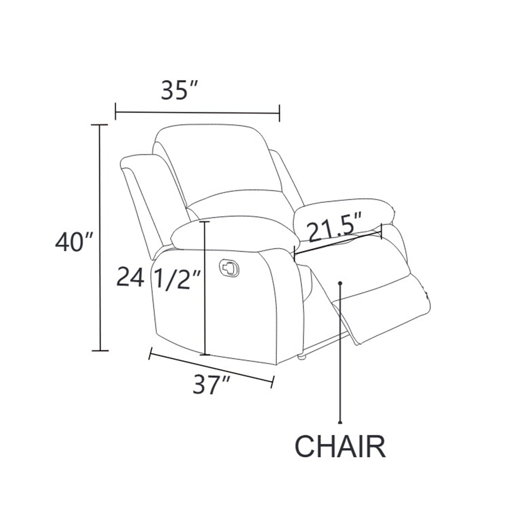 MAYEERTY Leather Recliner Chair, Single Reclining Sofa with Adjustable Angle, for Living Room, Home Theater & Personal Lounge