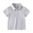 thumbnail image 3 of KYAIGUO Kids Baby Boys Solid Color Polo Shirt 1-6 Years Short Sleeves Button down T-Shirt Toddler Summer Casual Lapel Cotton Tees for Boys, 3 of 9