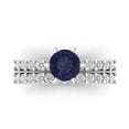 thumbnail image 2 of 1.66 ct Brilliant Round Cut Blue Sapphire 14k White Gold Solitaire with Accents Engagement Bridal Wedding Ring Band Set size 10.5, 2 of 7