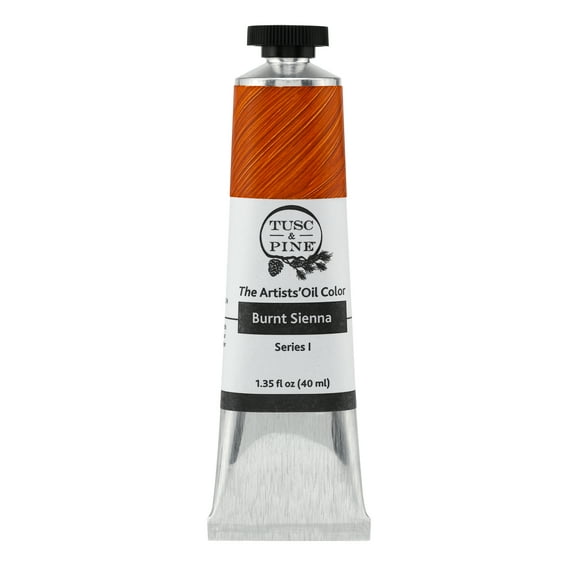 Tusc & Pine Artist Oil Paint - Burnt Sienna, 40 ml, Non-Yellowing, Rich & Creamy Consistency, Maximum Pigment Load, Small Batch Milled Oil Paints Made in the USA for Professional Artists