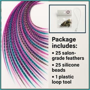 Sexy Sparkles 25 Hair Feathers Extensions Kit, 7-13 Rooster Feathers for Hair