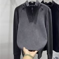 thumbnail image 4 of hlysgo Women's Quarter Zip Blouse Pullover Polar Fleece Sweatshirts Lightweight Stand Collar Warm Jacket Tops Dark Gray,XL, 4 of 4