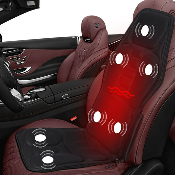 Car Seat Cushion Massage, 7 Vibration Electric Heat Vibrating Massager Pad Remote Control