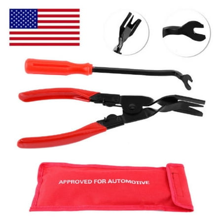 2 pcs Set Car Door Panel And Trim Clip Removal Pliers Upholstery Remover