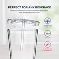 thumbnail image 3 of Reusable Plastic Cups 16-oz Double-Wall Clear Plastic Tumblers with Lid and Straw, 3 of 10