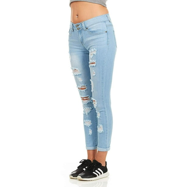 Ydx Cover Girl Denim Overall Jeans For Women Bib Strap Skinny Fit Junior Size 15 Distressed Light Blue Walmart Com Walmart Com