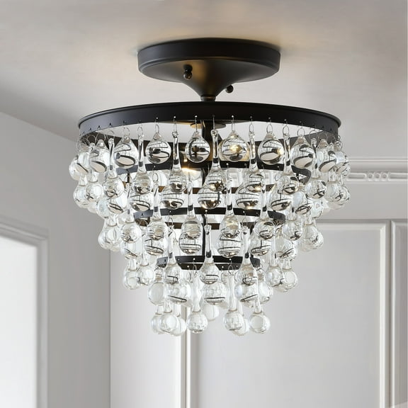 JONATHAN Y Toronto 13" Metal/Crystal LED Flush Mount, Oil Rubbed Bronze, JYL9029A