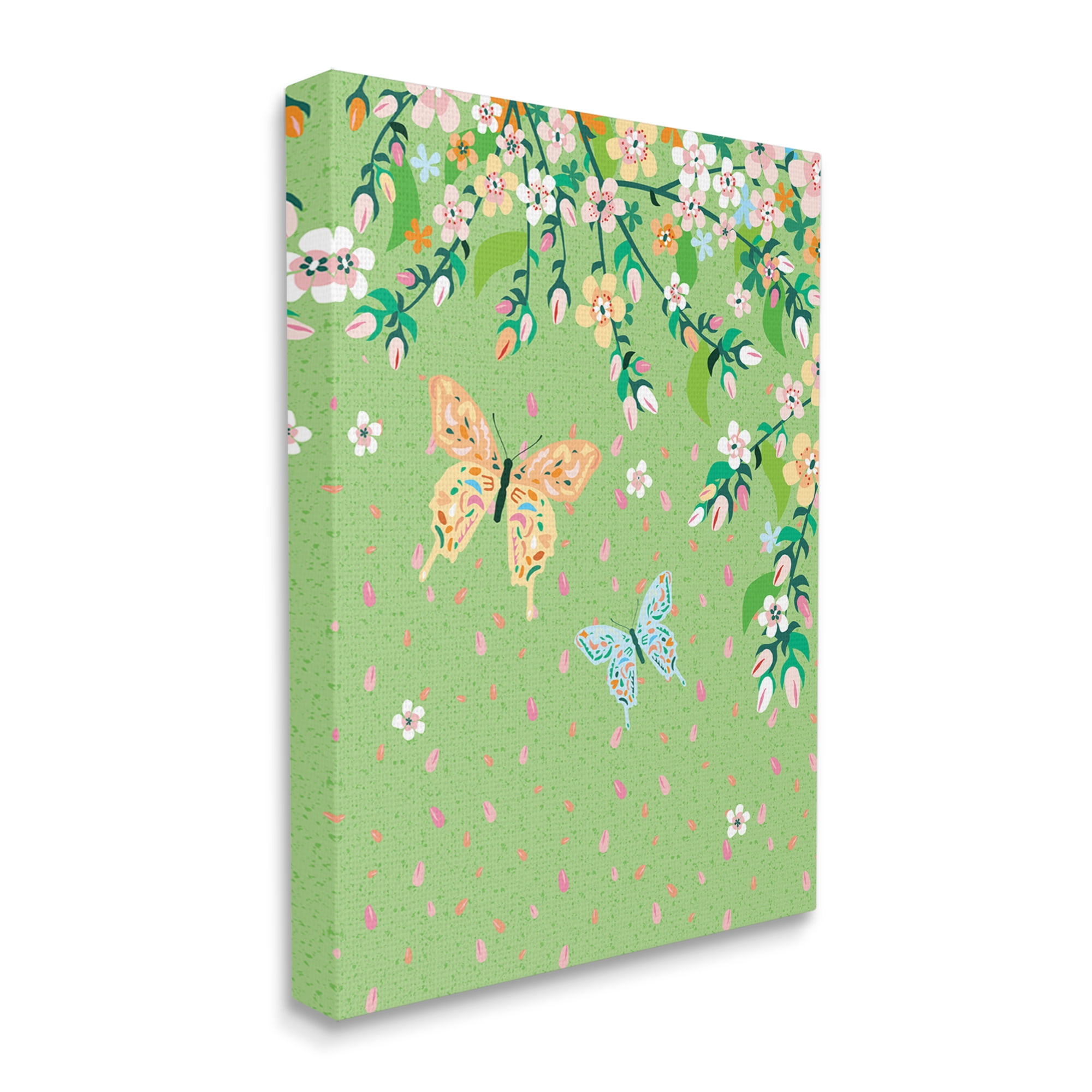 Stupell Industries Butterflies & Falling Petals Animals & Insects Painting Gallery Wrapped Art Print Wall Art, 24 x 30