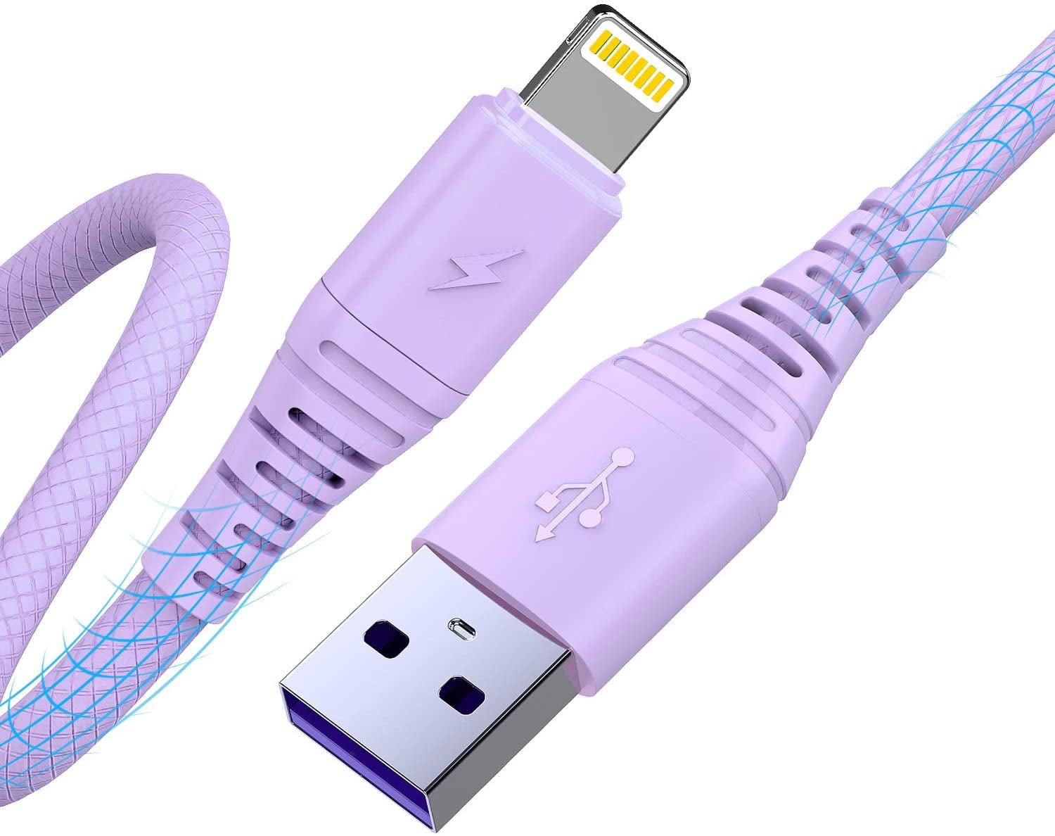 Charging Cable Can Be Charged and Data Transmission Synchronous Fast Charging Cable-Blue and Purple Galaxy Digital Wallpaper Round USB Data Cable 