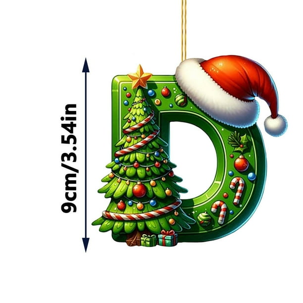 Rapeiae 2D Acrylic Christmas Tree 26 Letter Pendant Decorative Gift Family Christmas Party Pendants
