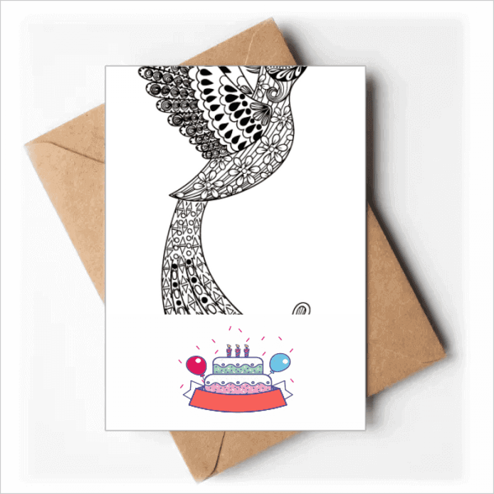 Bird Paint Running Long Feather Happy Birthday Greeting Cards Envelopes Blank