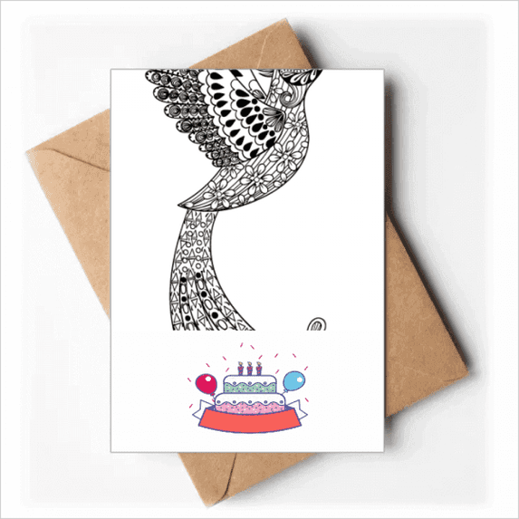 Bird Paint Running Long Feather Happy Birthday Greeting Cards Envelopes Blank
