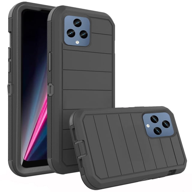 Asuwish Compatible with T-Mobile Revvl 6/6X 5G Phone Case Hybrid Rugged Shockproof Hard Protective Drop Proof Full Body Heavy Duty Mobile Cell Cover for Tmobile Revvl6 X Revvl6X Women Men Black