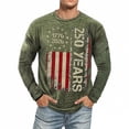 thumbnail image 5 of CONZONE 250 Anniversary Usa T Shirt For Men Independence Day Patriotic Print Crew Neck Long Sleeve Breathable Soft Tops Army Green Size L, 5 of 5