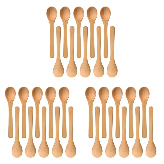 90 Piezas Mini Cuchara de Madera Cucharas de Sopa Pequeñas Cucharas de Servir Cucharas de Condimentos Madera Marrón
