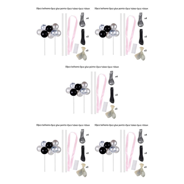 bedienty Cake Topper Home Wedding Party Cake Balloon Ribbon Straws Decoration Pastry Decor Sapphire Glitter Balloon 3# 5Set