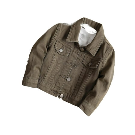 

Plain Collar Jackets Long Sleeve Army Green Baby Denim (Baby s)