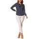 thumbnail image 2 of Blusa de manga larga con cuello rizado INSPIRE CHIC para mujeres, Día de San Valentín, talla XL, azul oscuro con puntos, 2 of 6